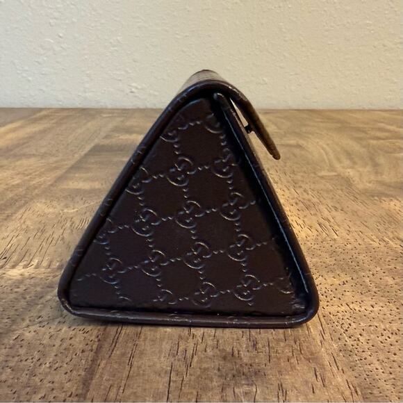 Gucci Foldable Micro Guccissima Sunglasses Case Snap Closure Brown Monogram - Picture 6 of 12